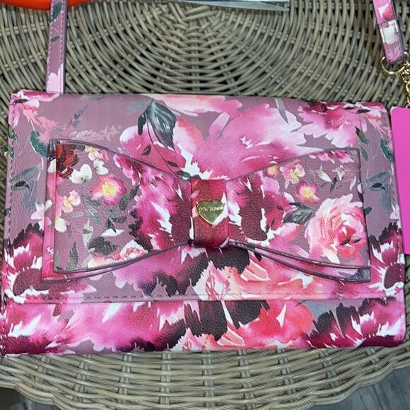 Betsey Johnson XODANI Crossbody Bag Wallet Floral Bow NWT pink flowers - Picture 9 of 15